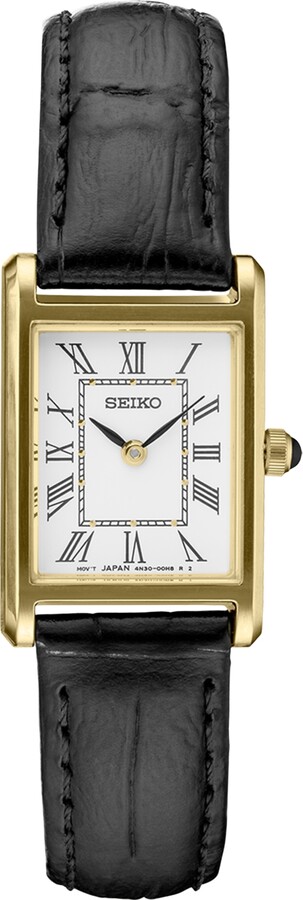 Seiko Women's Essentials Black Leather Strap Watch 19mm
