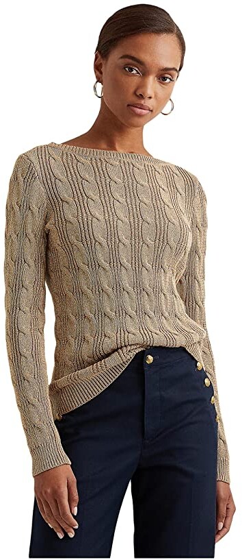 Lauren Ralph Lauren Cable-Knit Cotton-Blend Boatneck Sweater - ShopStyle