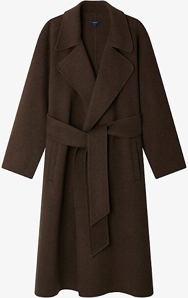 soeur Womens Kaki Brun Harvard Relaxed-Fit Wool-Blend Coat Xs