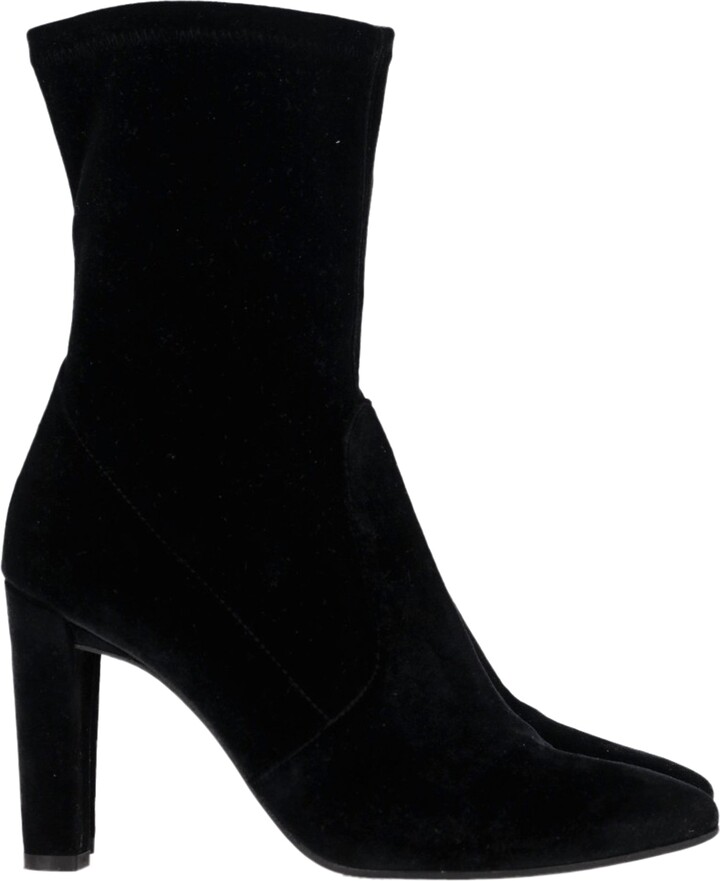 Block Heel Ankle Boots in Velvet Suede