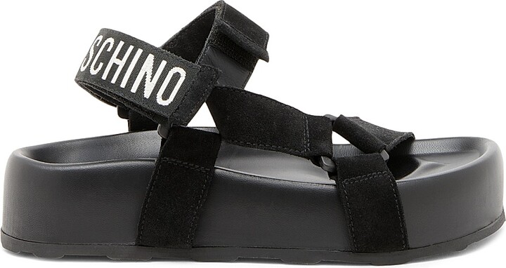 Moschino Women's Sporty Logo-Detailed Suede Platform Sandals