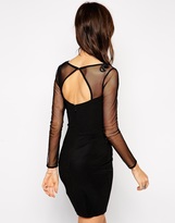 Thumbnail for your product : Lipsy Michelle Keegan Loves Lace Applique Bodycon Dress With Mesh Detail