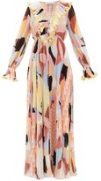 Thumbnail for your product : Self-Portrait Ruffled Geo-print Plisse-georgette Maxi Dress - Multi