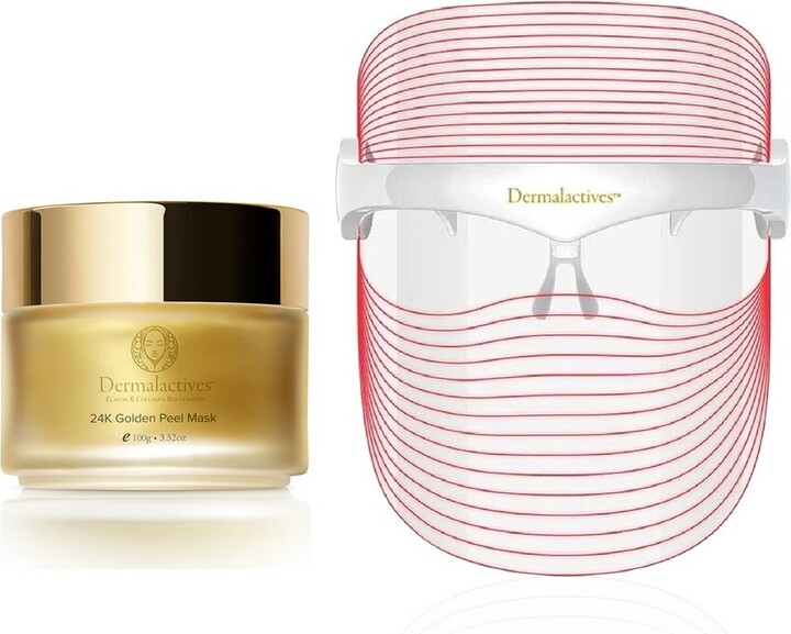 Dermalactives 7-in-1 Light Therapy LED Mask & 24K Gold Peel Mask 2pc Set