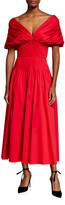 Thumbnail for your product : Jason Wu Collection Off-The-Shoulder Pleated Midi Day Dress