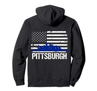 Pittsburgh Skyline Distressed American Flag BACK PRINT
