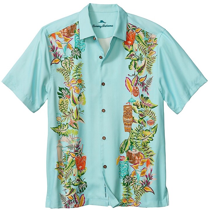 Tommy Bahama Island Zone Zama Palms Tea Leaf Silk Blend Short Sleeve Shirt Nwt