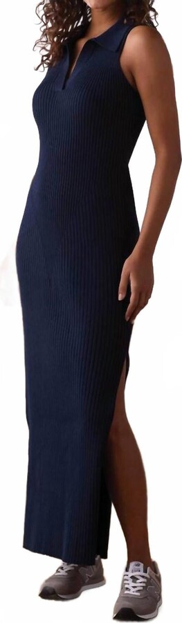 The Normal Brand Marin Collared Maxi Dress In Navy