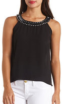 Thumbnail for your product : Charlotte Russe Embellished Sheer Chiffon Sleeveless Top