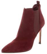 Thumbnail for your product : Manolo Blahnik Suede Pointed-Toe Booties