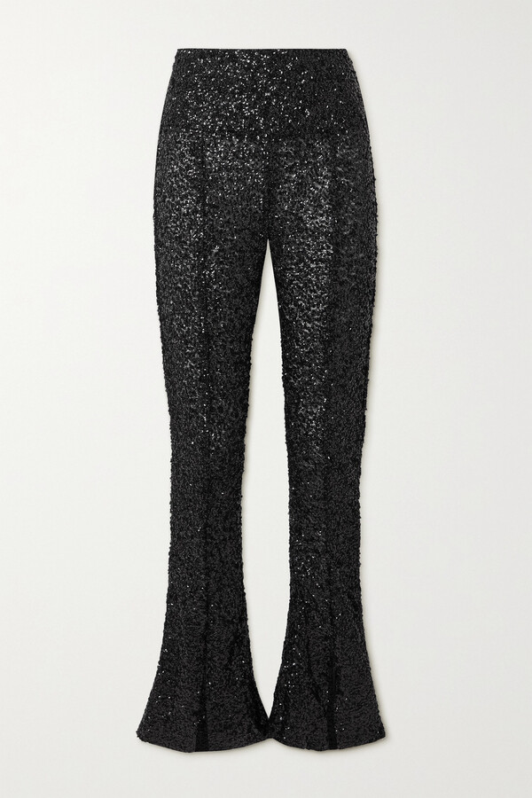 sequin flared trousers