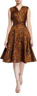 Zac Posen Leopard-Print Fit & Flare Cocktail Dress
