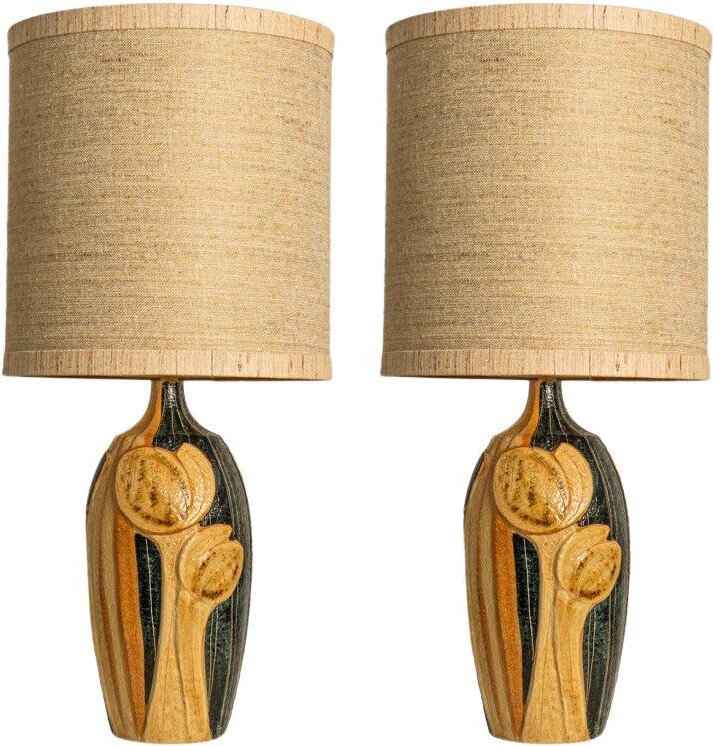 Soholm Pottery 1 Of The 2 Ceramic Table Lamps By Noomi Backhausen For Soholm With Custom Shade