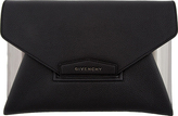 Thumbnail for your product : Givenchy Black Kenyan Leather Metal-Trimmed Antigona Envelope Clutch