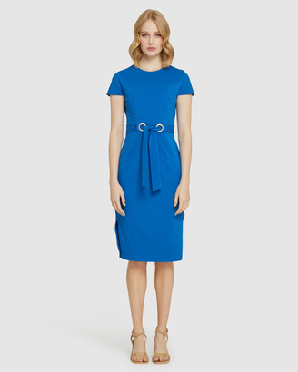 Oxford Women's Blue Work Dresses - Juliette Eyelet Detail Ponti Dress - Size One Size, 6 at The Iconic