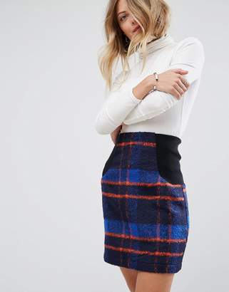 ASOS DESIGN Check Mini Skirt with Rib Waist Detail