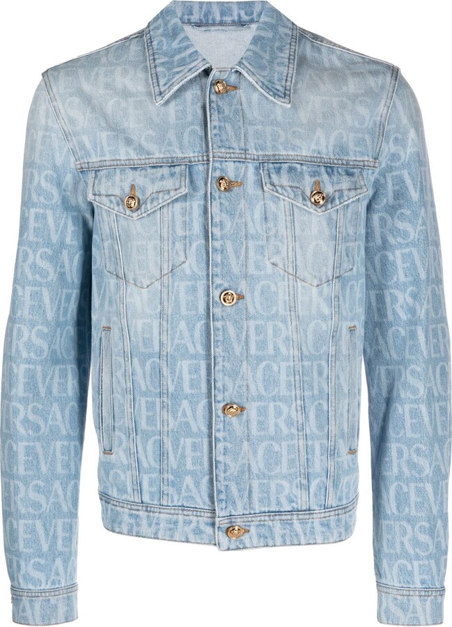 Versace La Vacanza Logo all over denim jacket - ShopStyle