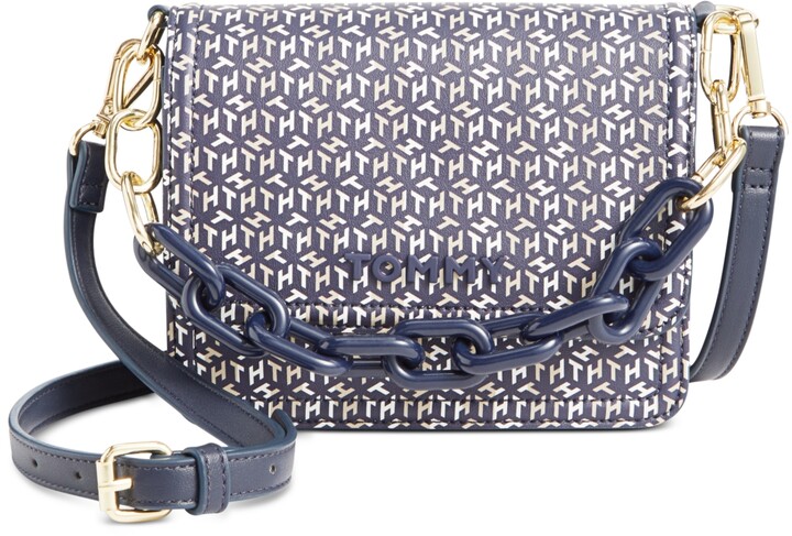 Tommy Hilfiger Womens Purse Crossbody Shoulder Bag Jacquard Navy Blue New NWT 646130099356 