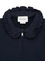 Thumbnail for your product : Gucci Web & Ruffles Zip-Up Cotton Sweatshirt