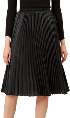 Hobbs Malin Pleated Skirt, Metallic Charcoal