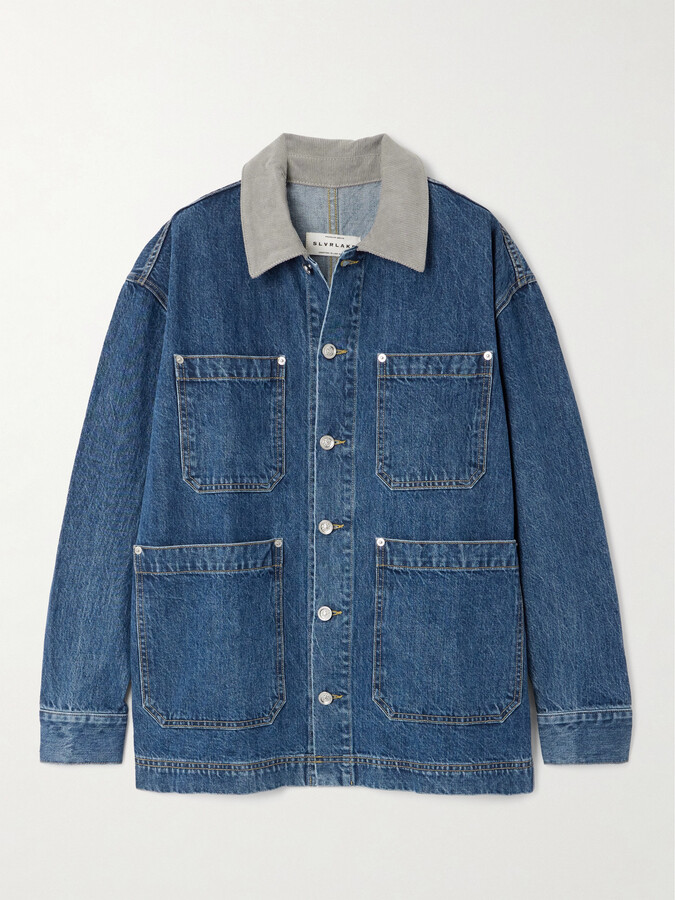 SLVRLAKE Cotton Corduroy-trimmed Denim Jacket - Blue