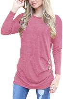 Thumbnail for your product : Q&Y Women's Casual Long Sleeve Loose Tunic Buttons Decor Tops Blouse T-Shirt Sweater M
