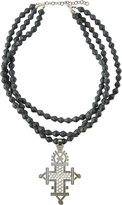 Thumbnail for your product : Akola Triple-Strand Collar Necklace w/ Cross Pendant, Gray