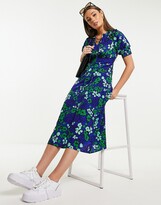 Thumbnail for your product : Influence frill collar midi dress in bold floral print