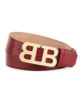 Bally Mirror B Stamped Leather Belt, Red