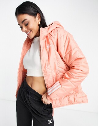 adidas Outdoor Itavic hooded light puffer jacket in pink - ShopStyle