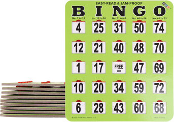 GSE Games & Sports Expert 10-Pack Jumbo Easy-Read Shutter Bingo Cards, Finger-Tip Shutter Slide Bingo Cards with Sliding Windows