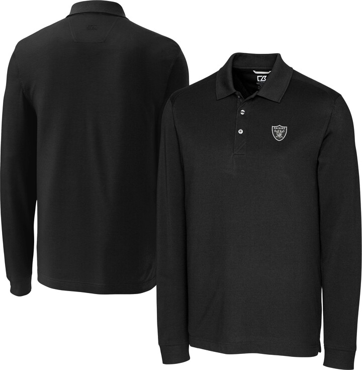 Men's Cutter & Buck Black Las Vegas Raiders Advantage Eco Pique DryTec Tri-Blend Polo