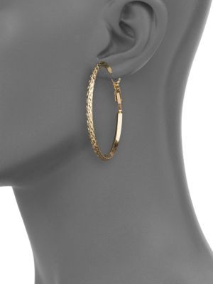 Saks Fifth Avenue Textured Hoop Earrings/Goldtone