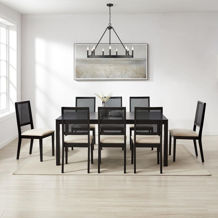 CROSLEY FURNITURE Greer Black 9-Piece Dining Set with Creme Cushions