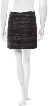 Porter Grey Wool Leather-Trimmed Skirt