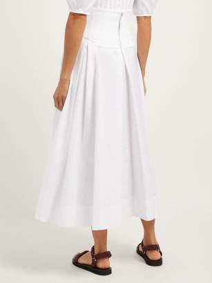 Gabriela Hearst Corrales Corset-waist Cotton Poplin Midi Skirt - Womens - White