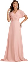 Thumbnail for your product : Ever-Pretty Plus Ever-Pretty Women's Elegant A Line Floor Length Empire Waist Long Bridesmaid Dresses Pink UK22 Plus Size