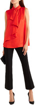 Thumbnail for your product : Alexander McQueen Tie-neck Draped Silk-satin Top
