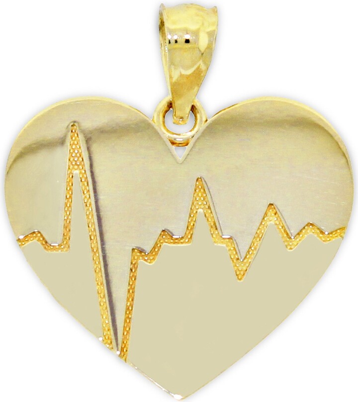 Etsy Gold Heart Beat Charm - 10 Karat Solid Heart- Optional Chain Necklace Jewelry