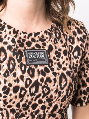 Versace Jeans Couture Leopard-Print Short-Sleeve Dress