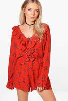 Thumbnail for your product : boohoo Ruth Ruffle Front Playsuit