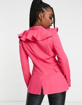 Thumbnail for your product : Pretty Darling Rare London frill blazer co-ord in pink