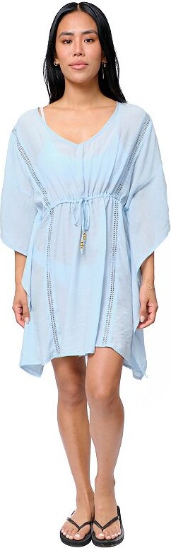 Miken Women's Tie-Front Dolman Crochet Coverup Top