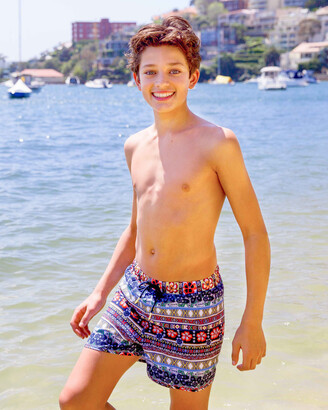 Aqua Blu Kids - Boy's Navy Boardshorts - Maui Retro Boardshorts - Teen - Size One Size, 10 at The Iconic