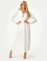 Thumbnail for your product : Little Mistress Fable White Lace Pleated Midaxi Dress