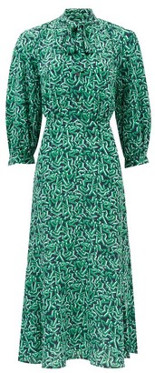 Cefinn Daria Shattered Glass-print Crepe De Chine Dress - Green Multi