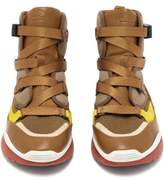 Thumbnail for your product : Chloé Sonnie Raised Sole High Top Trainers - Womens - Khaki