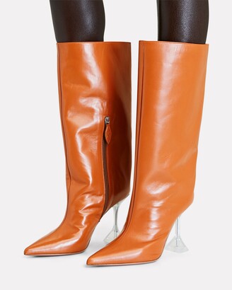 Amina Muaddi Rain Leather Knee-High Boots