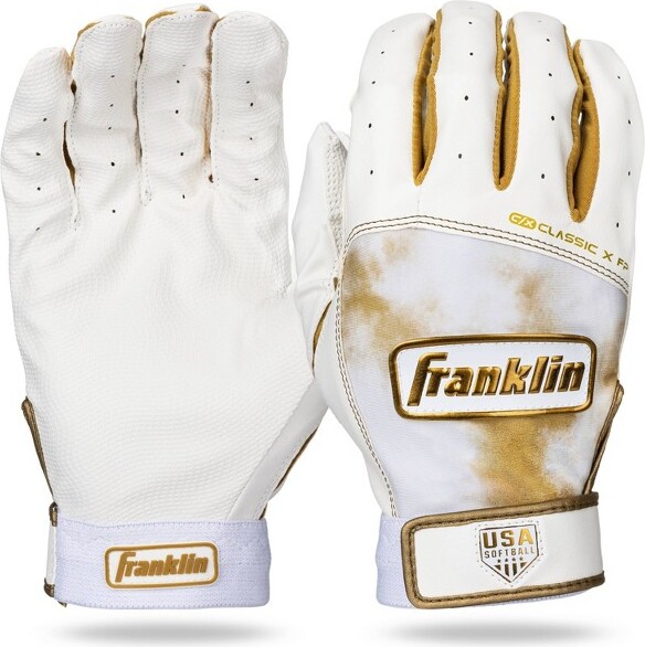 USA Softball FranklinSportsClassixXFPBattingGlovesSmall-White/Gold