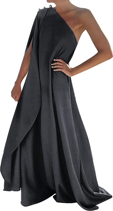 AMDOLE Lightning Deals of Today Sexy Dresses for Women Going Out Long Black  Gothic Dress Chiffon Summer Dresses for Women Dress Up Casual Party Dresses  Women Clearance Lightning Deals Today : 